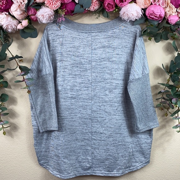 •Life Worx• SLOUCHY |mottled gray| drawstring [cowl neck] w <raglan sleeves> - Picture 7 of 10